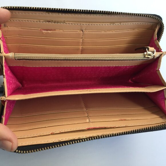 Kate Spade NY Wellesley Continental Zip Around Wallet Black Pebble Leather - Picture 5 of 7